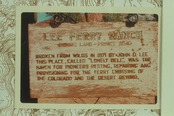 Sign at Lee Ferry Ranch.  End of walk through narrows of the Paria River
