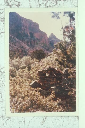 Part of stone wall on west side of Clear Creek near Cheyava Falls