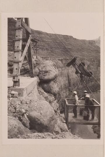 Skip on cable between the ledge camp and the river.  Upper Marble Canyon damsite
