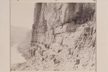 The granaries at Nancoweap Creek--Marble Canyon.  Ros Johnson and Pauline Saylor sit on the ledge
