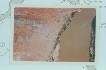 Upriver at Lees Ferry showing the Fort and the Spencer Buildings