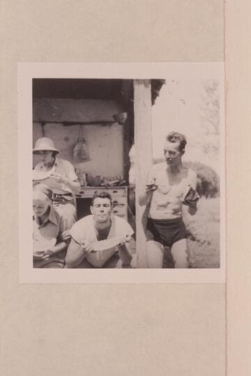 Shirley and Garth Marston at left.  Ros Johnson upper left and Kent Frost at right.  Melons at Ruple Ranch in Island Park