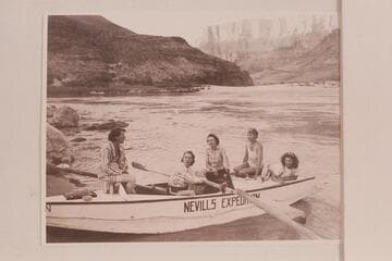 The women passengers on the 1947 Grand Canyon traverse from Lees Ferry to Bright Angel Creek,  members of the Nevills party.  Foot of the Tanner Trail