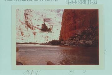 Lynn Roberts comes in for a landing at the dock at the Marble Canyon Dam site, Mile 39 1/2