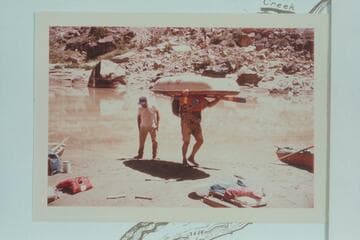 Bill Belknap starts a portage at Soap Creek