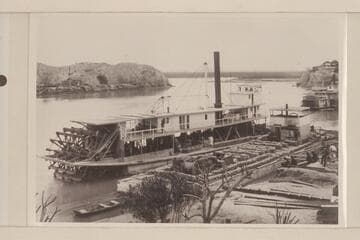 The "Cochan" and the "Searchlight" at Yuma.  There is a print in the Territorial Museum at Yuma.  From Steve Dolley, 1955, Apr