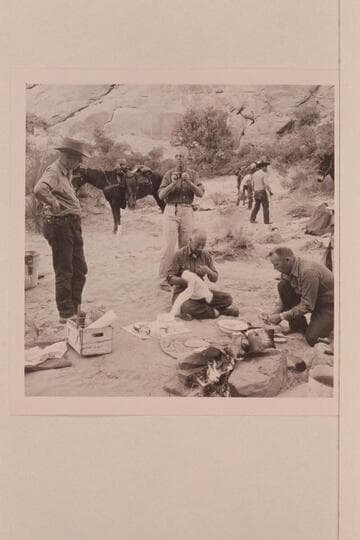 Dish bathing at breakfast in camp.  Bald Rock; Junction; Cha Creek.  Noel Morss; Josh Eisaman; Archeyes Masland; Dan Lehi; Bill Belknap