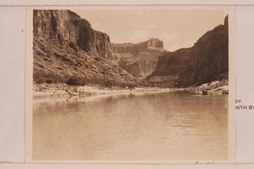 Down Marble Canyon from Mile 49.8.  Nancoweap Mesa appears upper center
