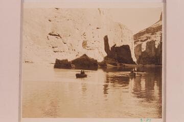 Two skiffs of the Dusty Dozen cruise.  Mile 35 3/4 in Marble Canyon