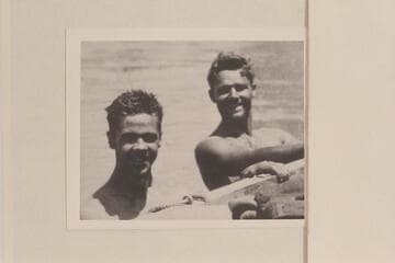 Vince Carey and Bob Bartl swimming in the river in Glen Canyon