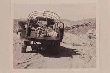 Bill Belknap and his power wagon at the uranium mine near Overton