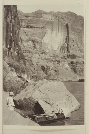 F. A. Thurman holding the "Moenkopi."  Lower San Juan Canyon