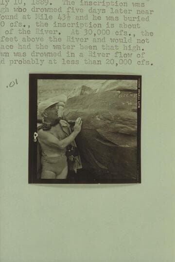 Marston examining the inscription at the point of drowning of Frank Mason Brown