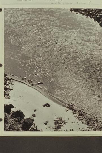 Five boats of Wright-Rigg party at foot of Badger Creek Rapid