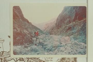 Going down Slate Canyon.  Visbak stands at left