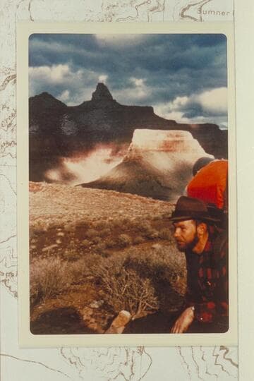 Zoroaster Temple, in shadow, me in foreground.  Clear Creek Trail
