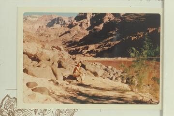 Downriver from the beach above Bass Rapid.  Stantons Switch Yard is on the right bank.  Visbak sits in foreground