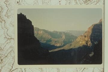 Butchart selection of the place where Moran painted his picture of the Grand Canyon on the Bass Trail between Muav Saddle and BM 5697