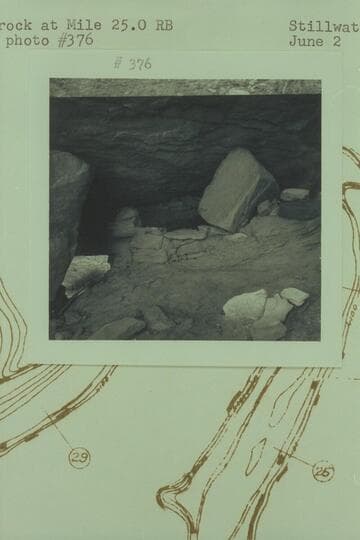 Ruin under rock at Mile 25.0 right bank.  Stillwater Canyon