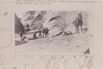 Pulling a horse out from the quicksand in Navajo Creek.  Copy of print #14 in Waller collection