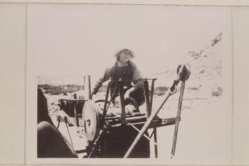 Placer equipment at Red Canyon operated by the Gerhart family.  Elmer Gerhart at the controls