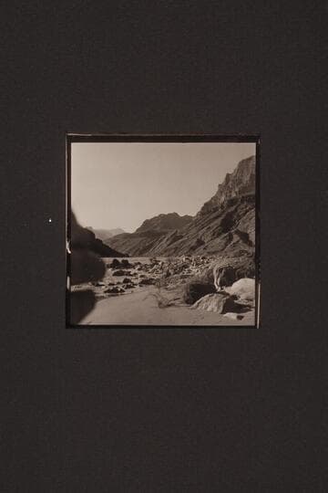 Upstream from the beach on left bank at Granite Park.  Archean on left bank.  The right bank is lava covering sediments.  One of the few points in the Grand Canyon where the river follows a fault line