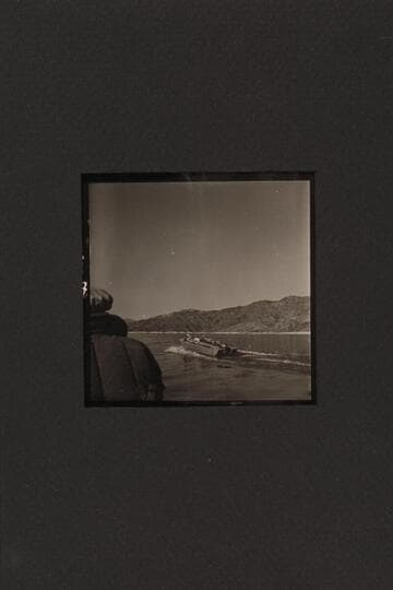 18-ft. boats under full power from the 25HP Evinrude motors on Lake Mead.  The "I."  John Riffey; Don Harris; Bill Belknap