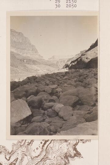 Downriver from mouth of Tapeats Creek.  Fishtail Mesa in distance.  Dusty Dozen cruise