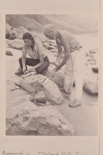 Anne Desloge and Dock Marston clean fish at Tapeats Creek