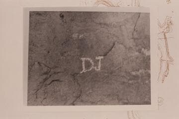 DJ inscription near mouth of Chandler Canyon, Desolation Canyon