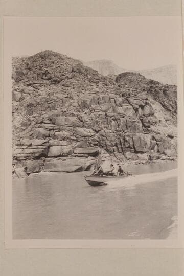 The "Twin" cruising on upper Lake Mead in the lower end of Grand Canyon at the end of the traverse of 1951, June.  This traverse was the first by outboard motor powered units.  It was also the first with aluminum hulls