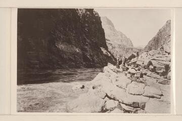 At the end of portage- Lava Cliff Rapids.  Left to right:  Stabler, Birdseye, Lint, Blake, Kolb and Koms