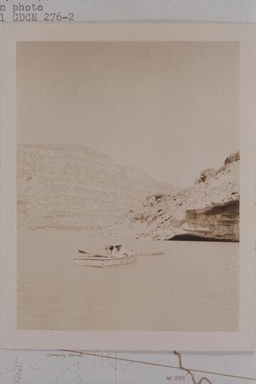 Zoe and Joe Desloge take a spell at the oars.  Head of Lake Mead in Grand Canyon