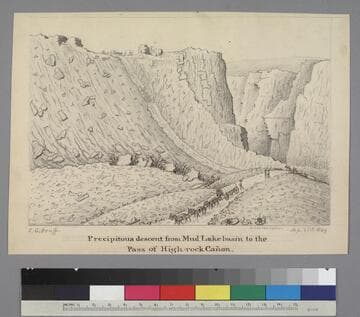 Precipitous descent from Mud Lake basin to the Pass of High-rock Cañon