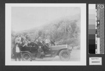 Harrison Gray Otis and family outdoors with car