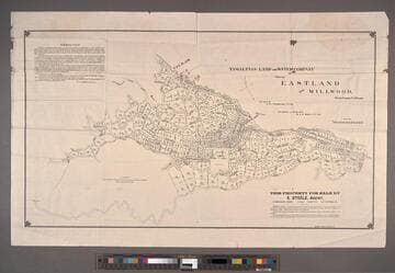 Tamalpais Land and Water Company map no. 2 : showing Eastland and Millwood, Marin County, California / surveyed by M.M. O'Shaunessy, C.E. 1889, with additions and modifications by L.H. Shortt, C.E. 1891