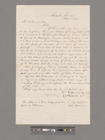 William Dickinson, Jr. letter to A. Quarrier