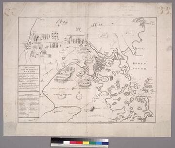 Plan of the Town and Harbour of Boston. and the Country adjacent with the Road from Boston to Concord Shewing the Place of the late Engagement between the King's Troops & the Provincials, together with the several Encampments of both Armies in & about Boston. Taken from and Actual Survey. Humbly Inscribed to Rich. Whitworth Esqr. Member of Parliament for Stafford By his most Obedient Servant J. De Costa