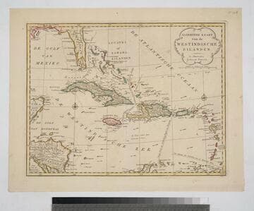 Algemeene Kaart van de Westindische Eilanden. te Amsterdam by Isaak Tirion