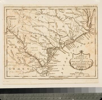 Map of such parts of Georgia and South Carolina as tend to illustrate Progress and Operations of the British Army, &c