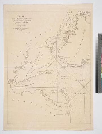 Entrée de la Riviere d'Hudson depuis la Pointe Sandy Hook jusqúa New York les Bancs, les Sondes les Guides &c. Traduit de l'Anglais