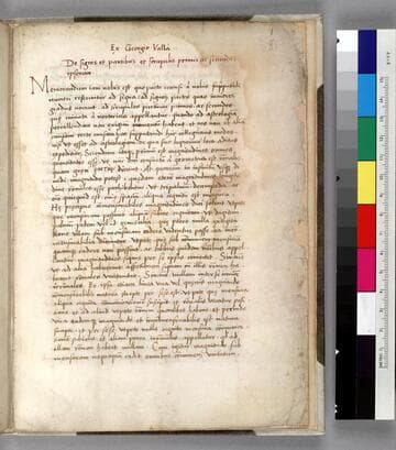 Excerpt from Giorgio Valla's De expetendis et fugiendis rebus opus : [manuscript]