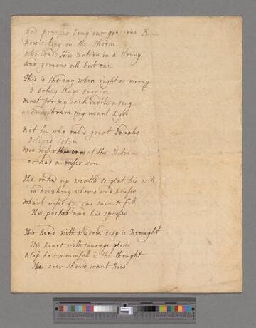 [Unknown author]. "God prosper long our gracious R----" : [a poem in 14 stanzas of 4 lines each]