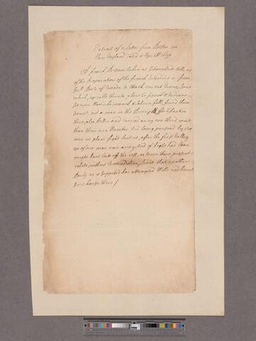 Lidget, Charles?. Extract of a letter from Boston