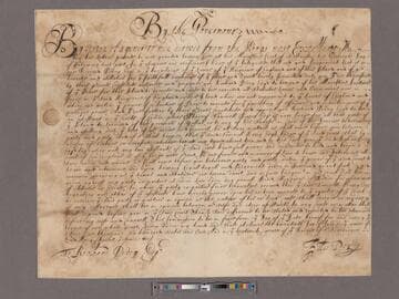 D'Oyley, Edward. [Instrument appointing Richard Povey a Justice of the Peace for the Island of Jamaica]