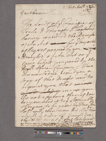 Blathwayt, William. Letter to Sir Charles Littleton and William Beeston
