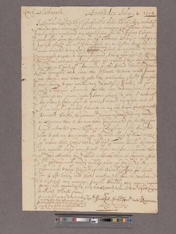 Gibbes, Robert. Letter to William Blathwayt
