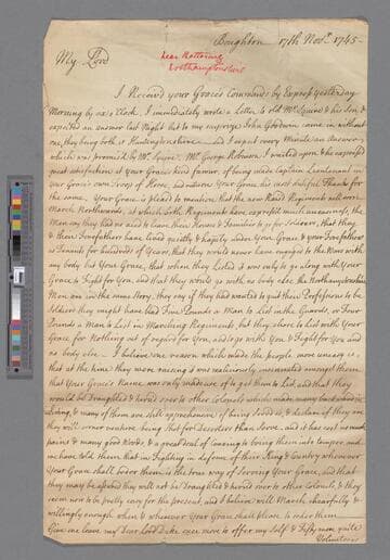 Stanley, D---. Letter to John Montagu, 2nd Duke of Montagu