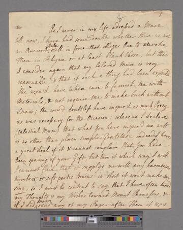 Boscawen, Frances Evelyn (Glanville). Letter to Elizabeth (Robinson) Montagu
