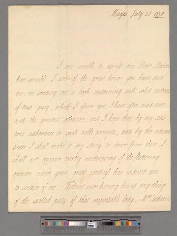 Stanhope, Hester (Pitt), Countess Stanhope. Letter to Elizabeth (Robinson) Montagu